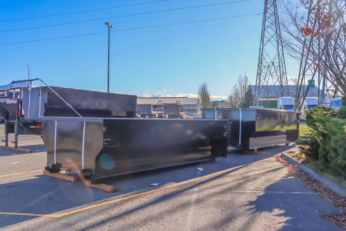 Roll-off dumpster ready for waste disposal at job site for Construction Dumpster Rental in Bakersfield